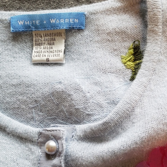 WHITE + WARREN Rare Embellished Baby Blue Cardigan - Picture 6 of 6